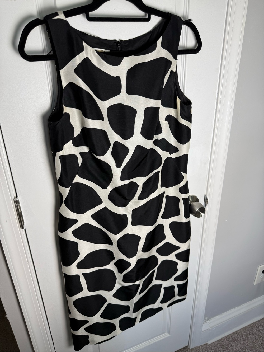 Talbots Black and White Giraffe Print Sheath Dress